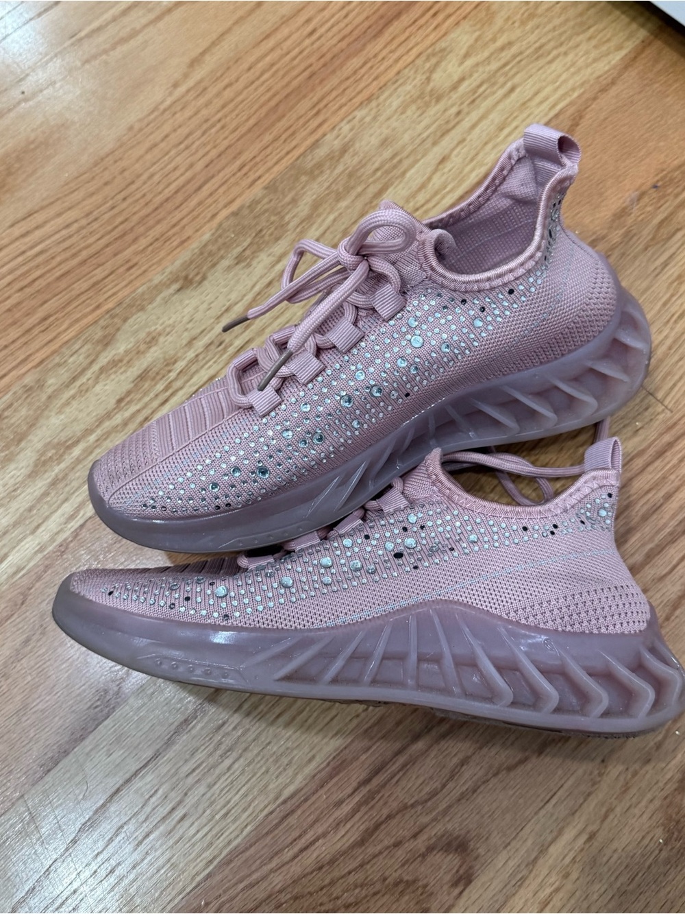 Women’s Rhinestone Knit Athletic Sneakers - Pink